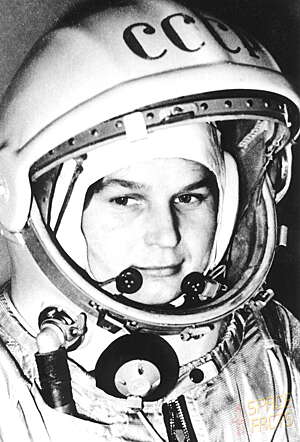 Valentina Tereshkova in her space suit.